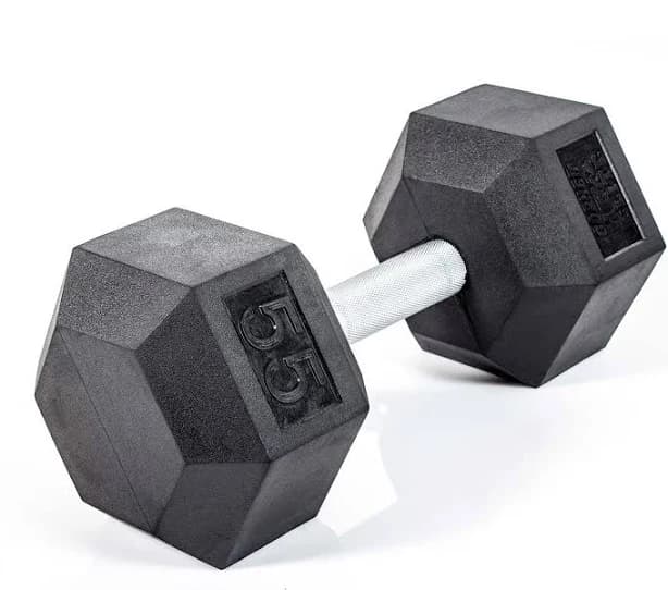 HexElite Rubber-Coated Dumbbells - 55 lb