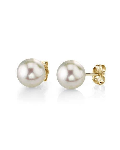 The Pearl Source Akoya Round Pearl Stud Earrings in White Gold