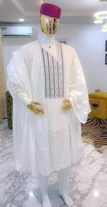 African Men's Agbada 3-Piece Suit