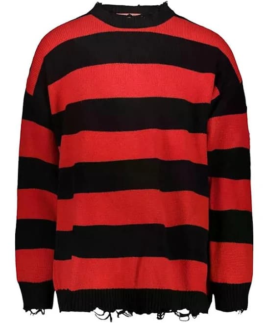 Members of The Rage Striped Frayed Sweater