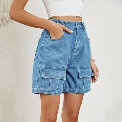 Women's Casual Vintage Loose Cargo Denim Shorts