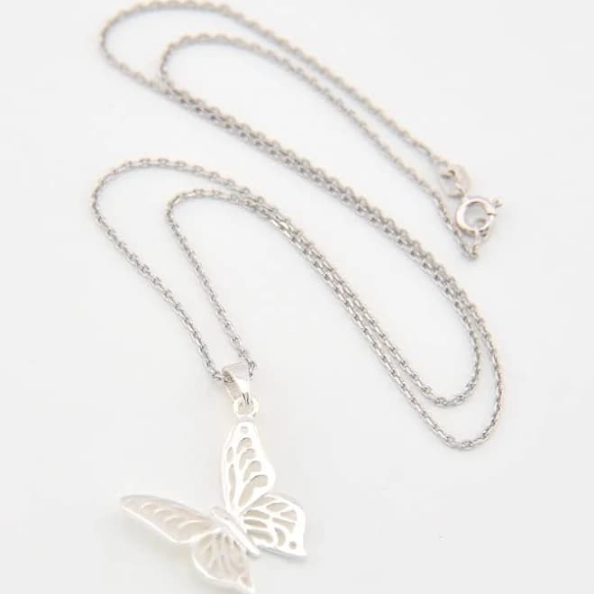 Sterling Silver Butterfly Cut Out Wing Necklace