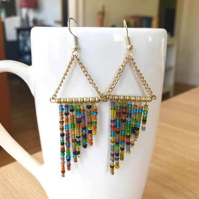 Seed Beaded Chandelier Earrings