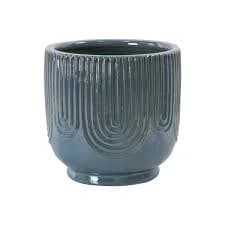 Drew Barrymore Beautiful 8" Soft Teal Pill Debossed Ceramic Planter