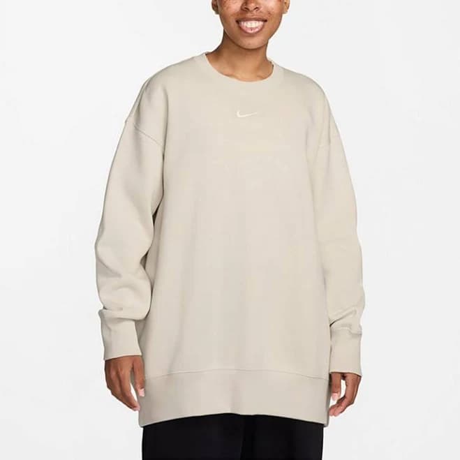 Nike Women's Sportswear Phoenix Fleece Oversized Crew Sweatshirt Light Beige - Women's Athletic Fleece at Academy Sports