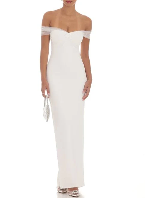 Off Shoulder Tulle Maxi Dress