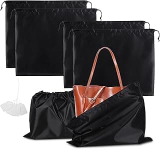 COIDEA 4 Pack Dust Bags for Handbags, Dust Cover for Purses Cloth Shoes, Silk Large & Middle Daily Travel Storage Pouch Dustproof Drawstring Bag (Black, 2 PCS, 24 x 20, 2 PCS, 19.5 x 16)