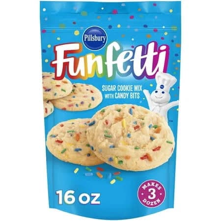 Pillsbury Funfetti Sugar Cookie Mix with Candy Bits, 16 oz Pouch, White
