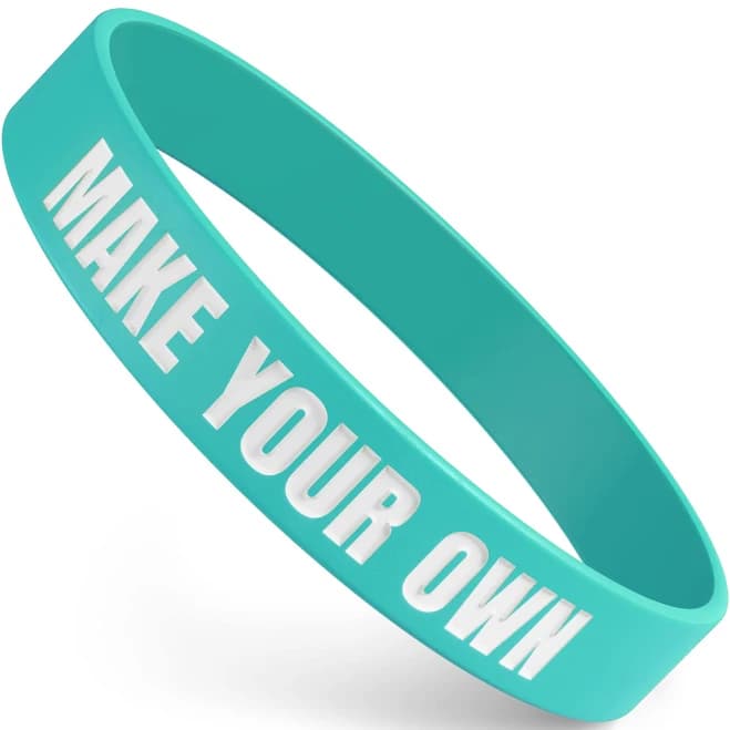 Custom Bracelets - 100% Silicone - Classic Rubber Wristbands (1ct, Teal 3265) by Wristband Bros