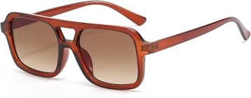 Amazon.com: Thryvox 70s Retro Square Sunglasses for Women & Men, Trendy Vintage Rectangle Shades Classic Double Bridge Sun Glasses (Brown) : Clothing, Shoes & Jewelry
