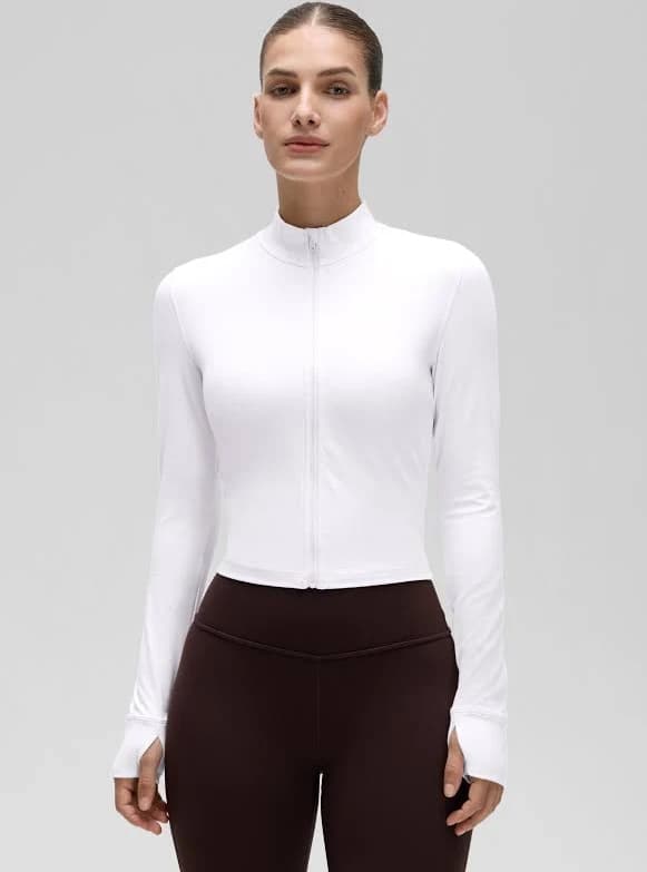 Women's Crz Yoga Butterluxe Full Zip Cropped Workout Jacket Slim Fit Lightweight Athletic Tops
