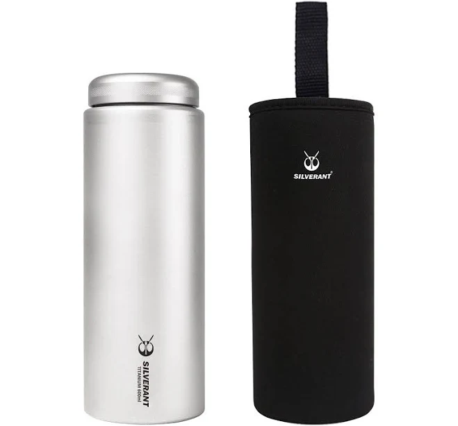 SilverAnt Titanium Water Bottle Wide Mouth Screw Top