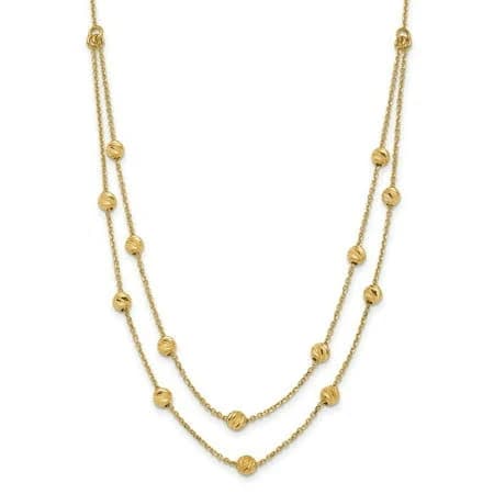 14K Yellow Gold Beaded Necklace Chain