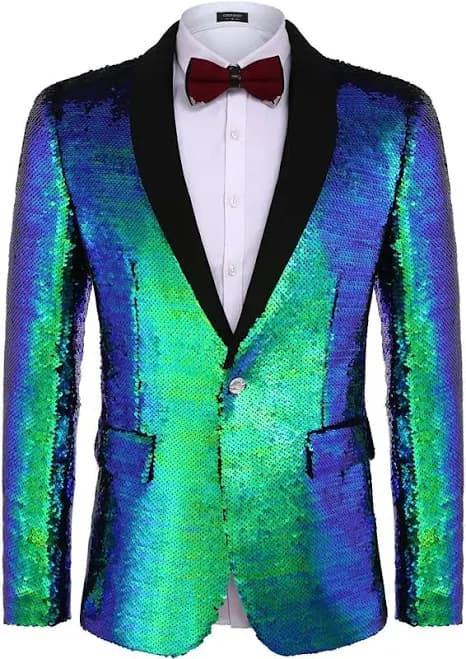 Shiny Sequin Blazer Tuxedo Suit