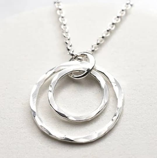 Hammered Argentium Silver Circles Pendant