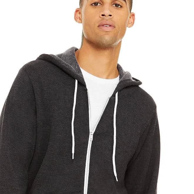 Bella Canvas Unisex Fleece Full Zip HOODIE Dark Grey Heather / Small