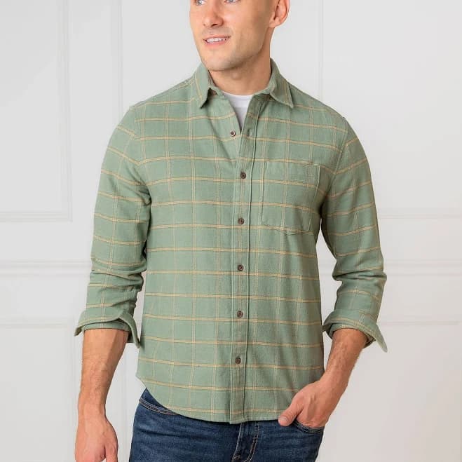Men's Brushed Cotton Flannel Button Down Shirt