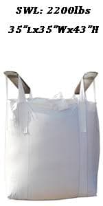 Amazon.com: Secbolt FIBC Bulk Bag, Pack of 10, 1 One Ton Bag, 35" L x 35" W x 43" H, 2200lbs SWL, Duffle Top Flat Bottom, Woven Polypropylene Bags : Industrial & Scientific