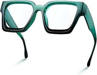 livho Oversized Eyewear Frame for Woman and Men - Rectangle Fashion Glasses for Computer, Chic Preppy Frame