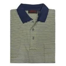 O'Connell's Pima Cotton Knit Striped Polo Shirt - Navy & Yellow Stripe