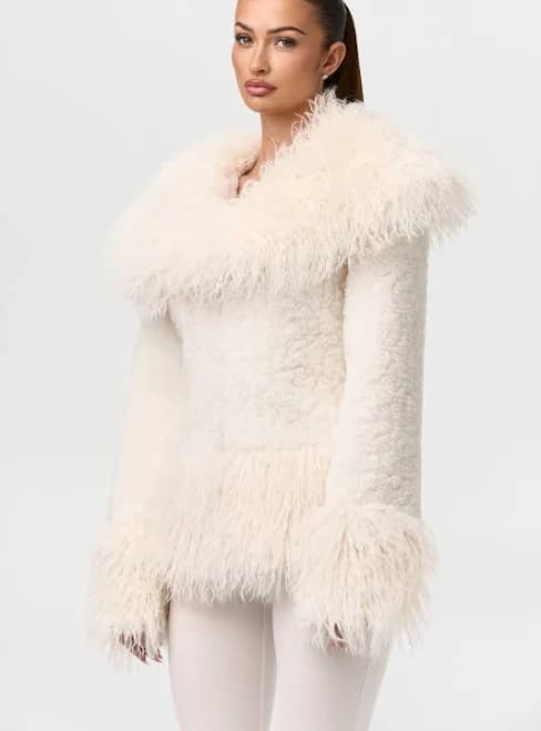 Naked Wardrobe Women's Sherpa Faux Fur Jacket