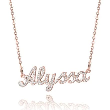 Kids Iced Name Necklace Gold Plated Chain