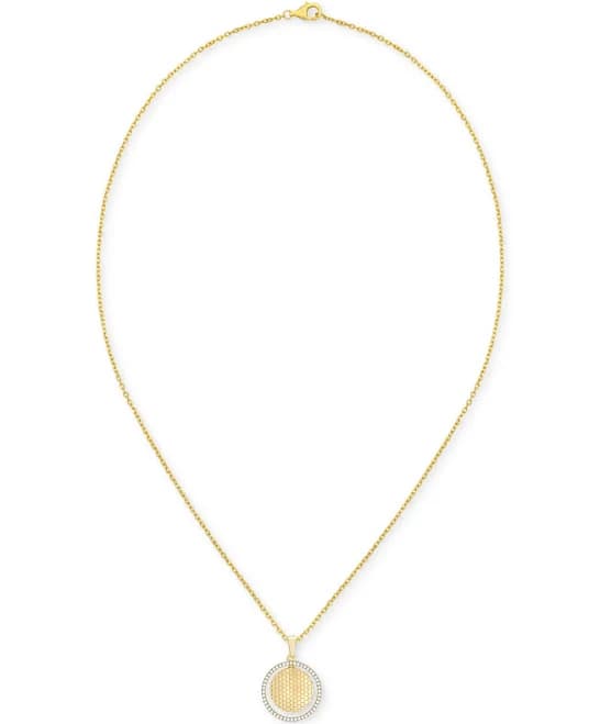 Macy's 14k Gold-Plated Sterling Silver Diamond Border Honeycomb Double Circle