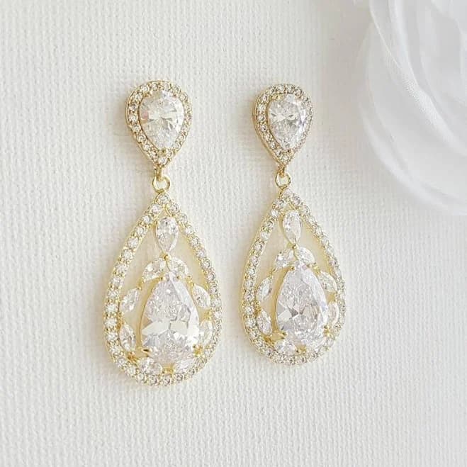 14K Gold Plated Lightweight Drop Earrings