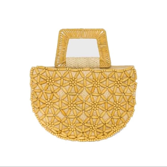 A New Day Women's Straw Beaded Tote Handbag