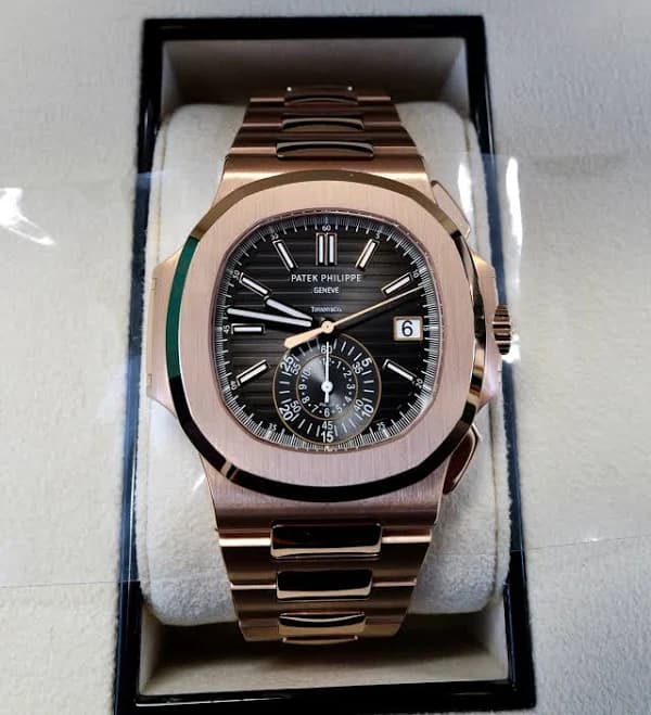 Patek Philippe Unworn Nautilus 5980/1R-001 Travel Time Chronograph Tiffany Stamp