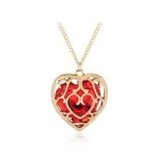 Large Red Gemstone Caged within a Golden Wire Mesh, with 20 inch golden chain.