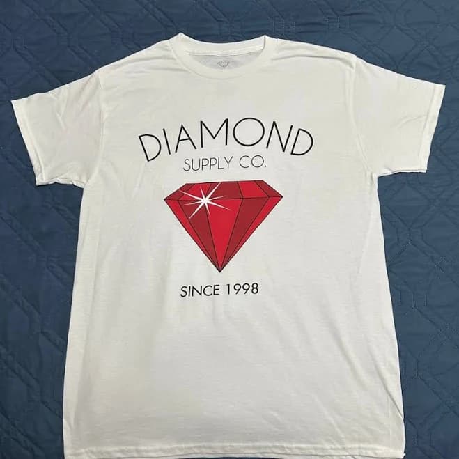 Diamond Supply Co. Men's Logo Graphic Short Sleeve Crew Neck Tee T-Shirt - White - New Men | Color: White | Size: L