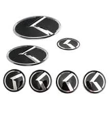 7x Black K Front Rear Steering Wheel Center Emblem Decals for FORTE RIO OPTIMA