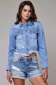 Fitted Jacket with Frayed Bottom