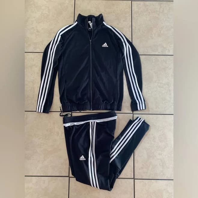 Vintage Y2k Adidas 3 Stripes Tricot Tracksuit Jacket And Pants Set | Color: Black/Red/White | Size: M | Reallyhappy17's Closet