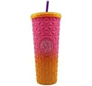 24 oz Studded Cold Cup w/ Straw (Pink & Orange)