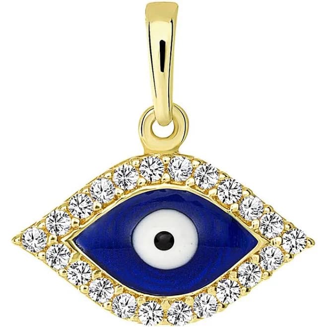 14K Yellow Gold Evil Eye Charm Pendant