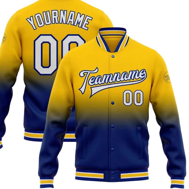 White-Royal Men's Varsity Letterman Bomber Jacket