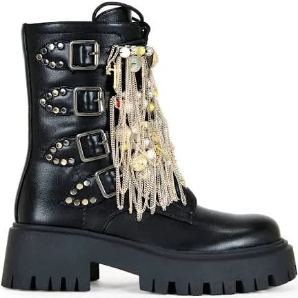 Azalea Wang Megumi Chained-Up Platform Combat Boots