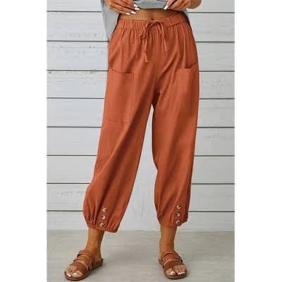 Attraco Women's Loose Fit High Waisted Cropped Wide Leg Pants