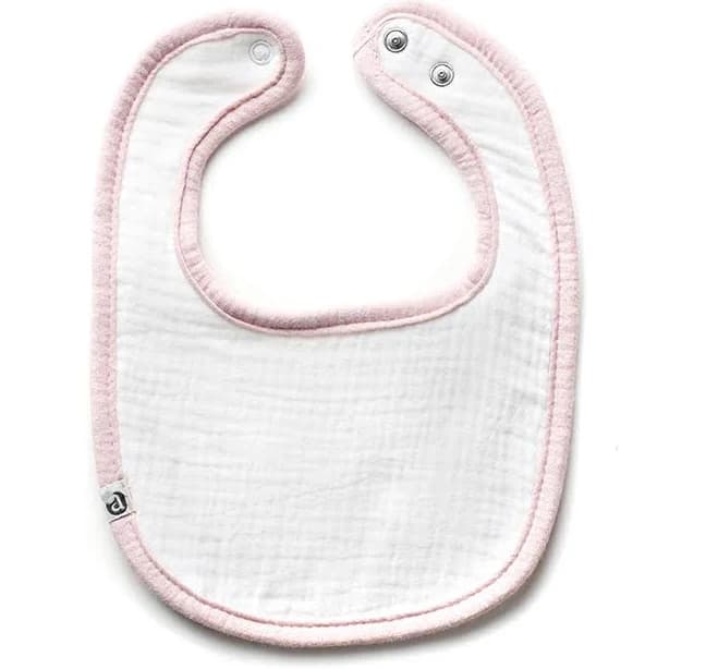 Baby Bib | White Bib-Pink Trim | Lil Legs