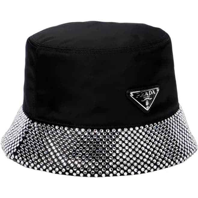 Prada crystal-embellished satin bucket hat
