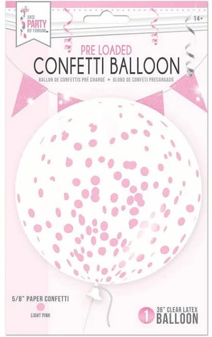 36" Pre-Loaded Light Pink Confetti Balloon