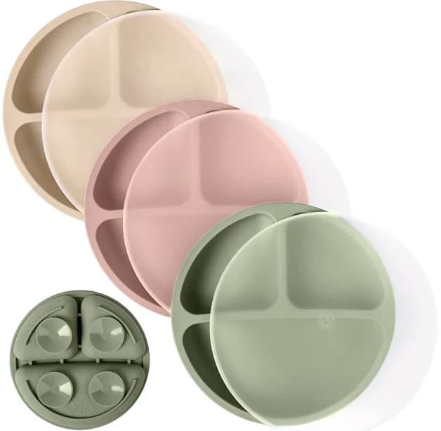 WeeSprout Suction Plates for Babies with Lids & Toddlers 100% Silicone