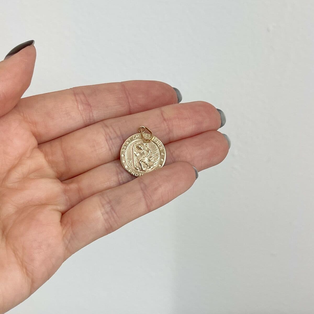14KT Yellow Gold Medium St.Christopher Round Medal Pendant Charm NEW 19mm Solid | eBay
