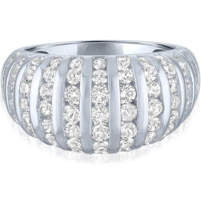 Sterling Silver Graduated White Sapphire Wide Band Ring