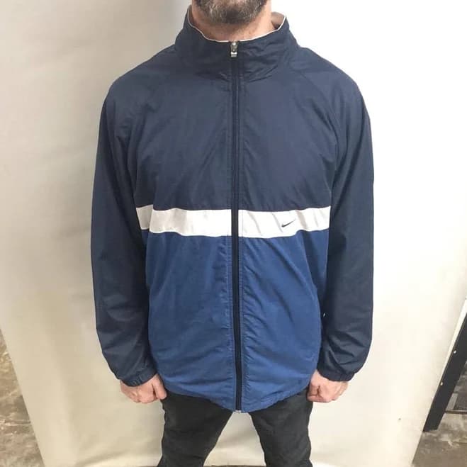 Vintage 90s Nike Air Windbreaker Jacket, Blue & White, XL