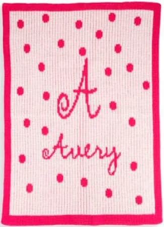 Precious Polka Dot Stroller Blanket with Name & Initial