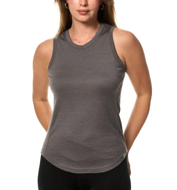 Women's Merino Wool Highneck Tank Top Perfect Grey, XS