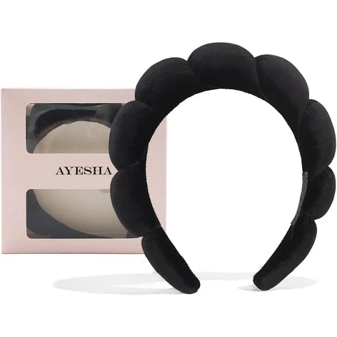Ayesha Spa Soft Sponge Headband For Women, Makeup Face Wash Black